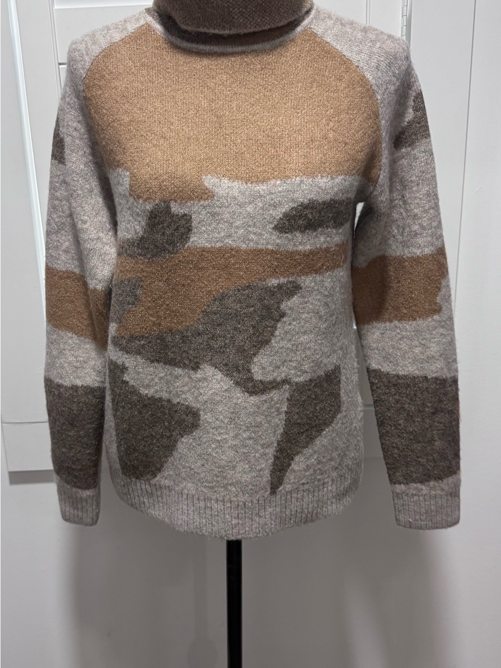 THML Neutral Camo Turtleneck Sweater in Brown & Gray